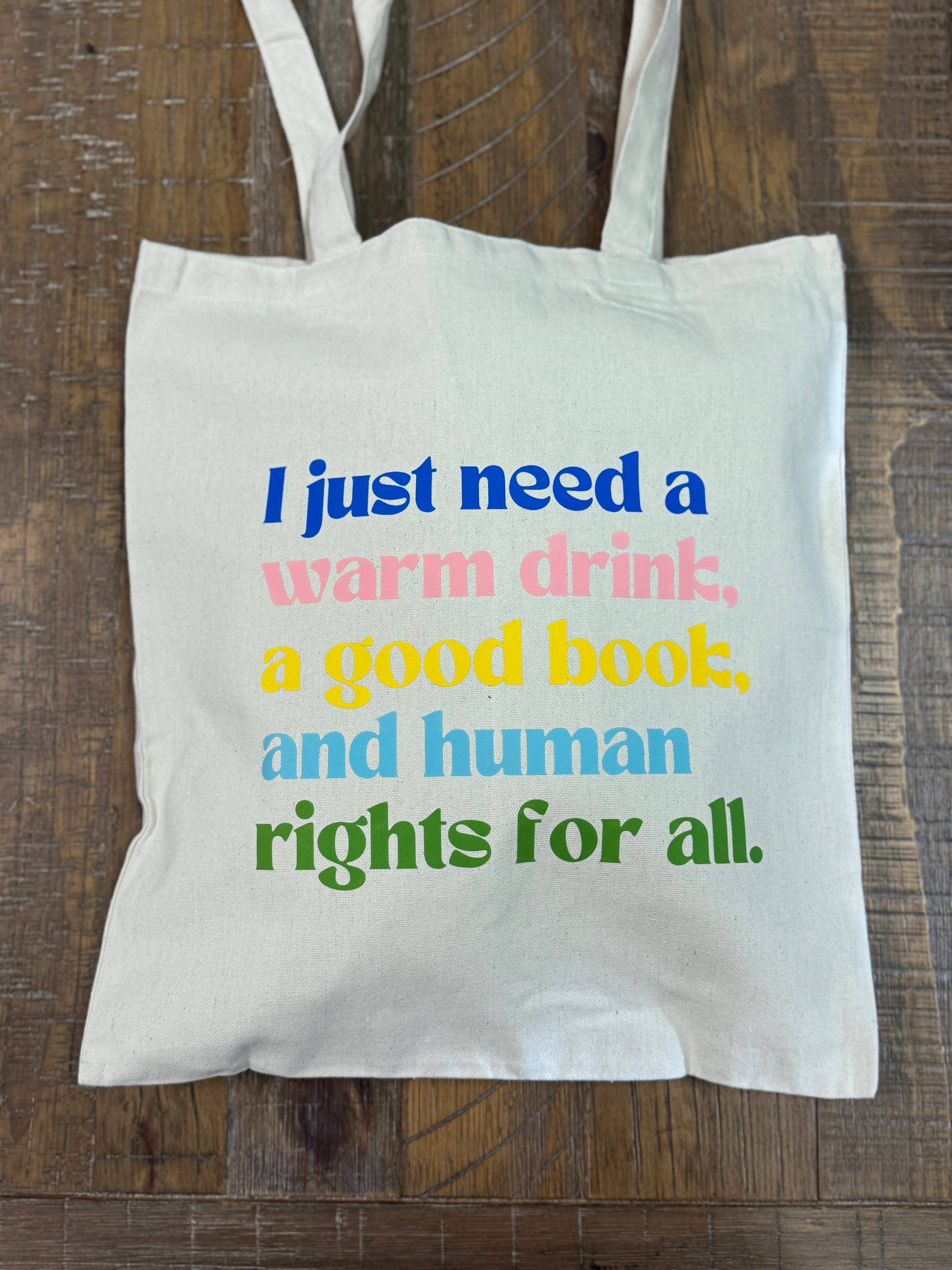 Hands Producing Hope - Wholesale Tote Bag - Women's - Warm Drink, Good Book, and Human Rights Tote Bag