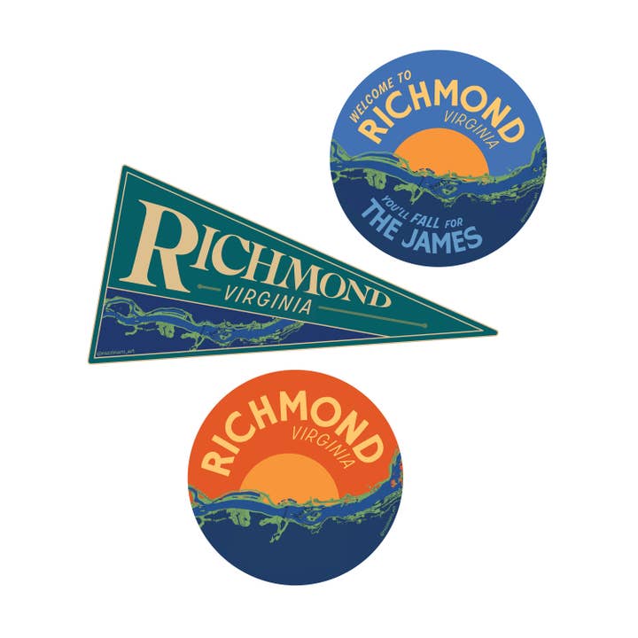 Three to the Em Prints - Wholesale Sticker - Richmond, Virginia Sticker Set, RVA, James River3