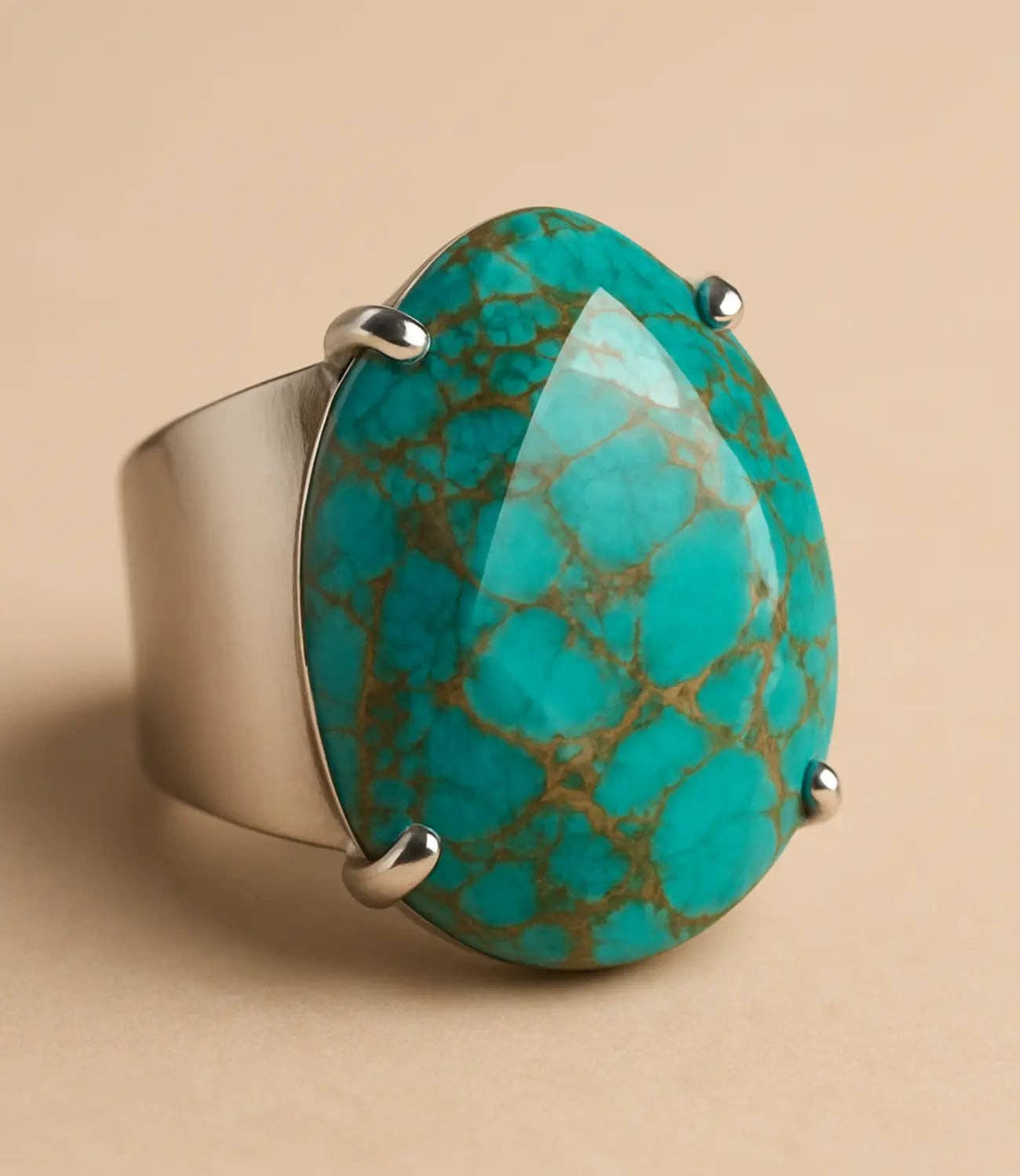 PHOEBE´S - Wholesale Cocktail/Statement Ring - Silver Open Ring with Natural Stone2