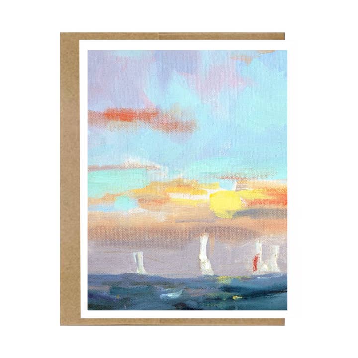Greeting Card: Sunset Sailing for wholesale by Mosey Farm, Inc.