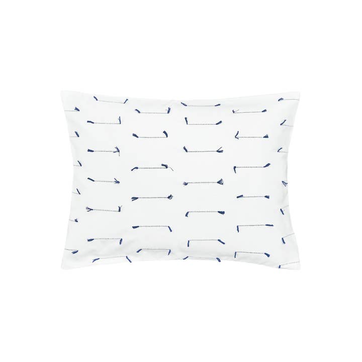 Mel Standard Sham White With Blue Embroidery for wholesale by carol & frank