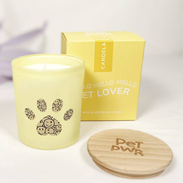 Pet Pwr Srls - Vendita all'ingrosso Candela in vasetto - Candela gialla "Zampa Smile" 😉1