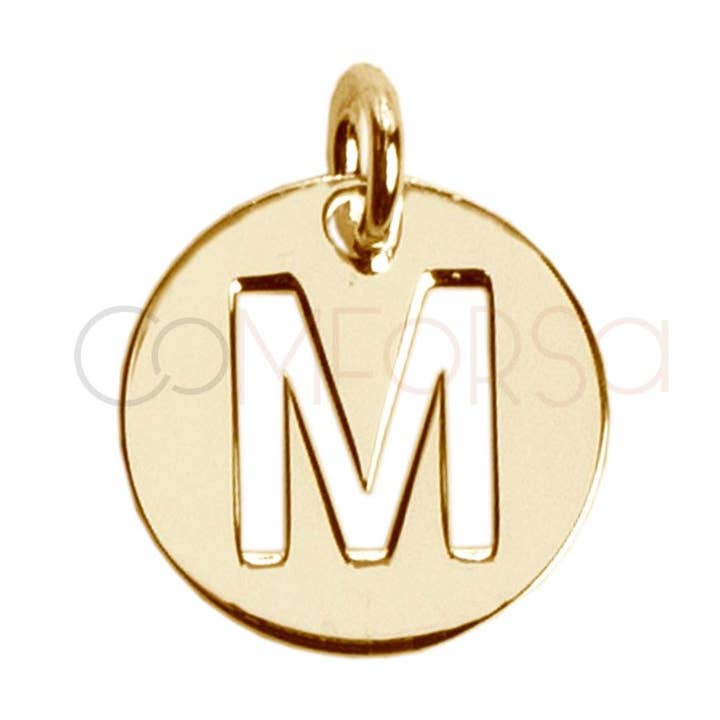COM FORSA SL – Engroshandel Vedhæng/charm – Letter M perforeret vedhæng 12mm forgyldt sølv3