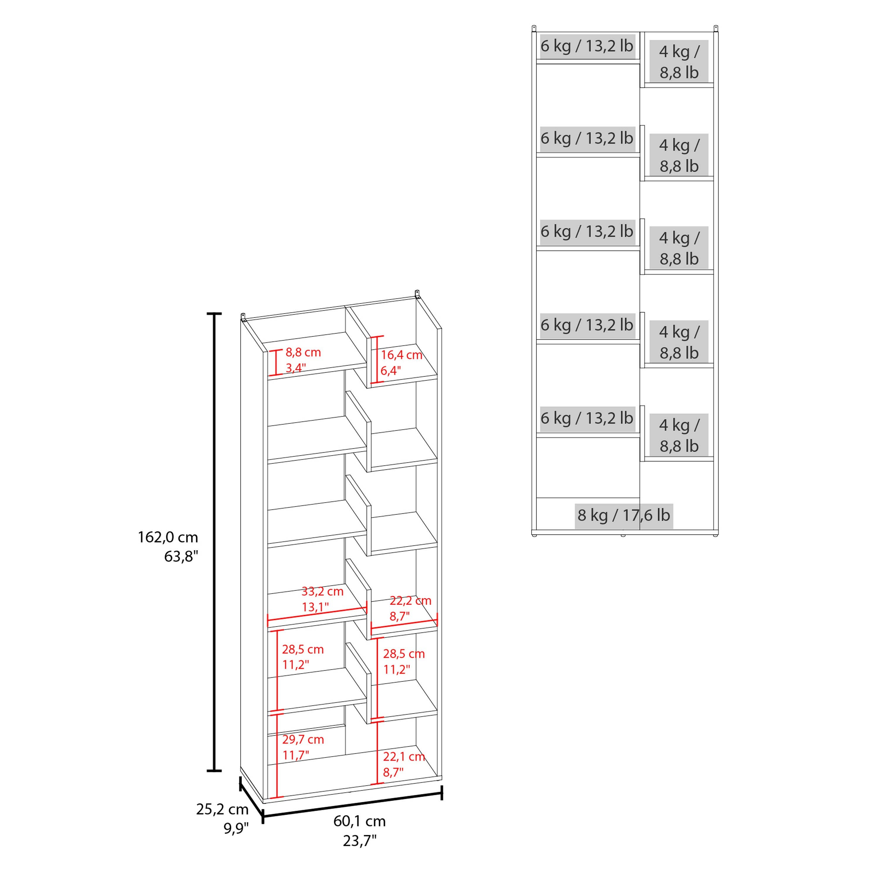 Roble Natural Estantería Clover con once repisas y seis niveles de venta al por mayor en Faire6