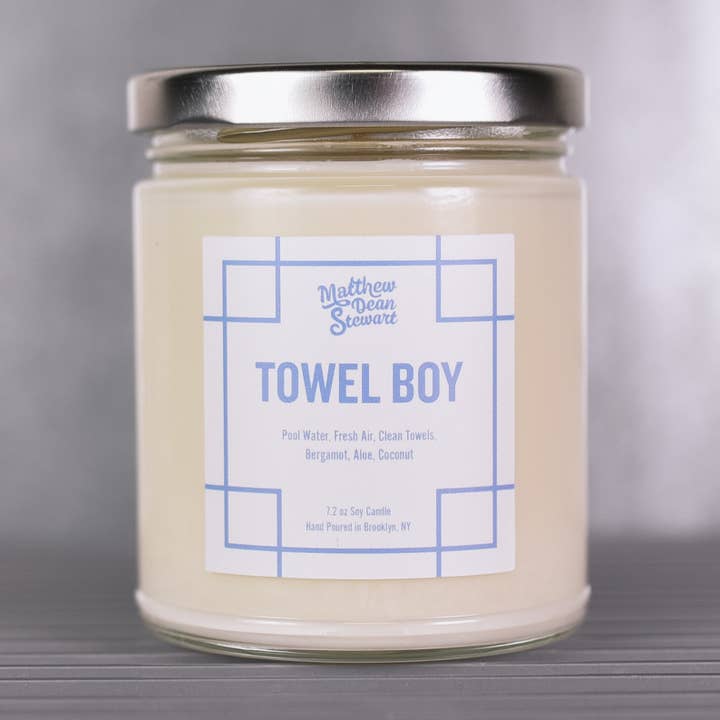 TOWEL BOY - 7.2 oz LGBT+ Soy Wax Jar Candle for wholesale by Matthew Dean Stewart