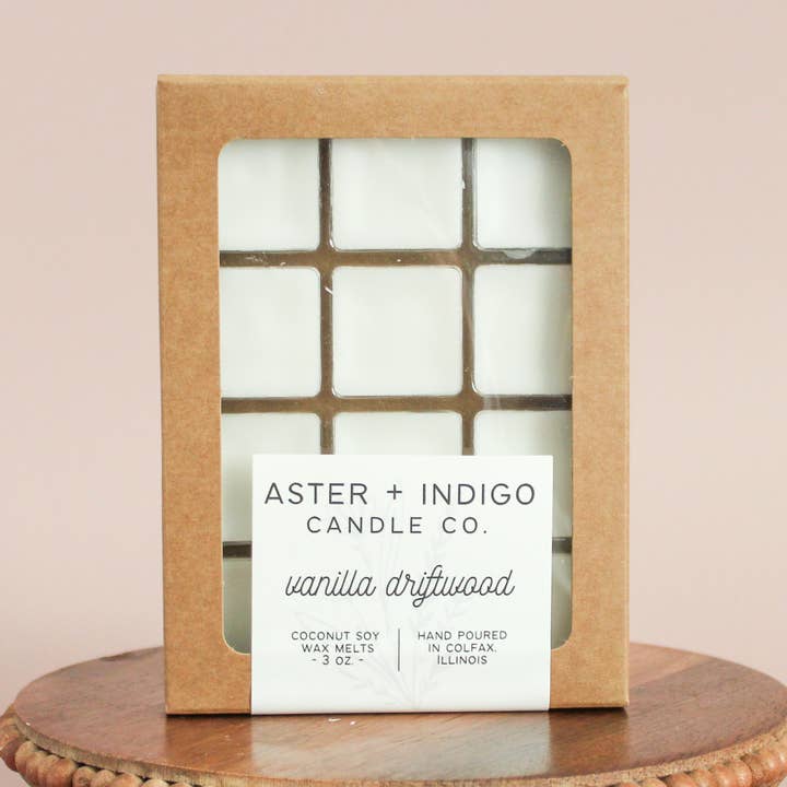 Vanilla Driftwood | Coconut Soy Wax Melts for wholesale by Aster + Indigo Candle Co.