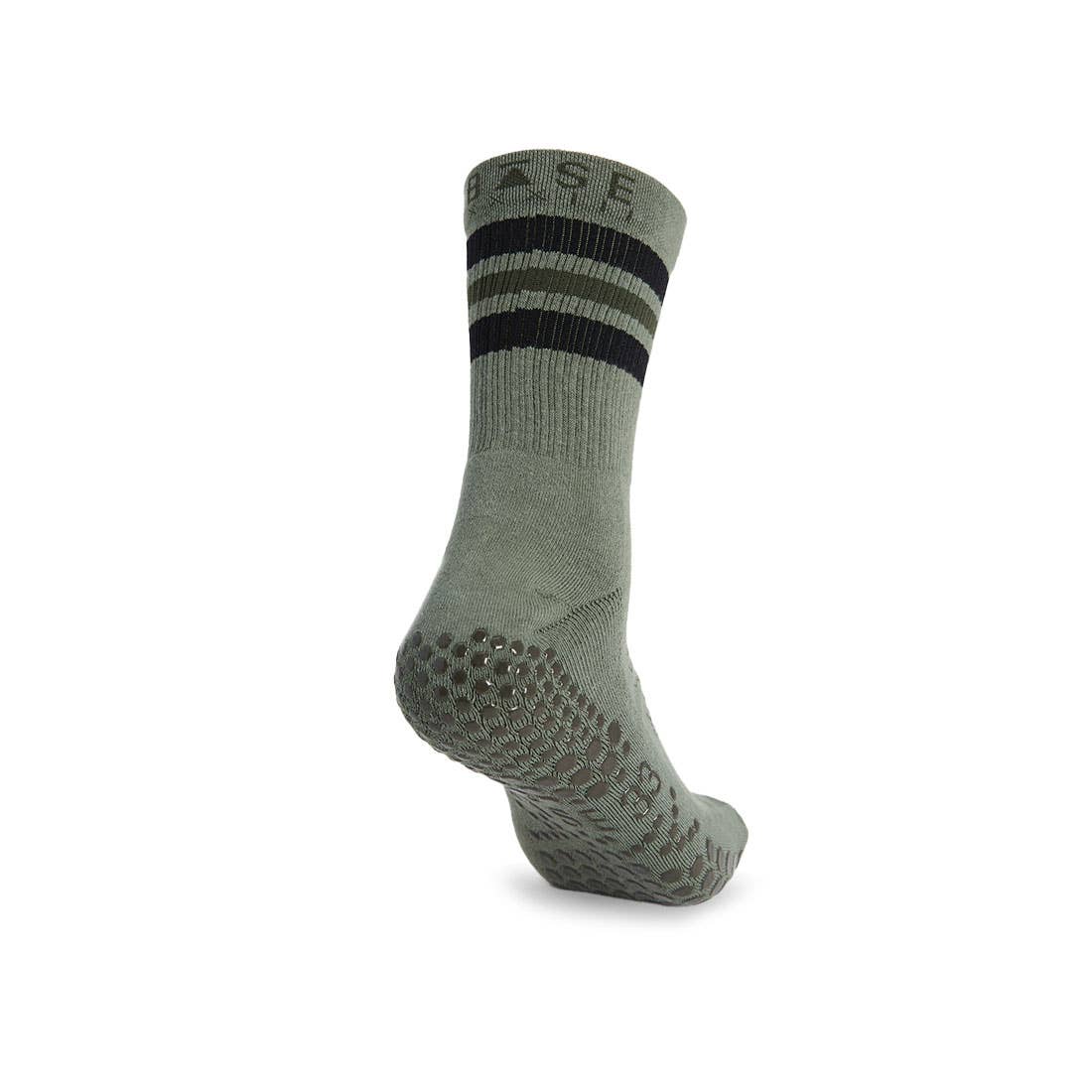 Base 33 - Wholesale Socks - Men's - Grip Crew Olive Stripe1