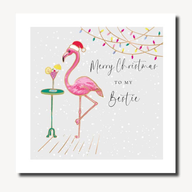 Flamingo Migliore Amica | Meraviglie Invernali | Biglietto di Natale per la vendita all'ingrosso da parte di Marina B