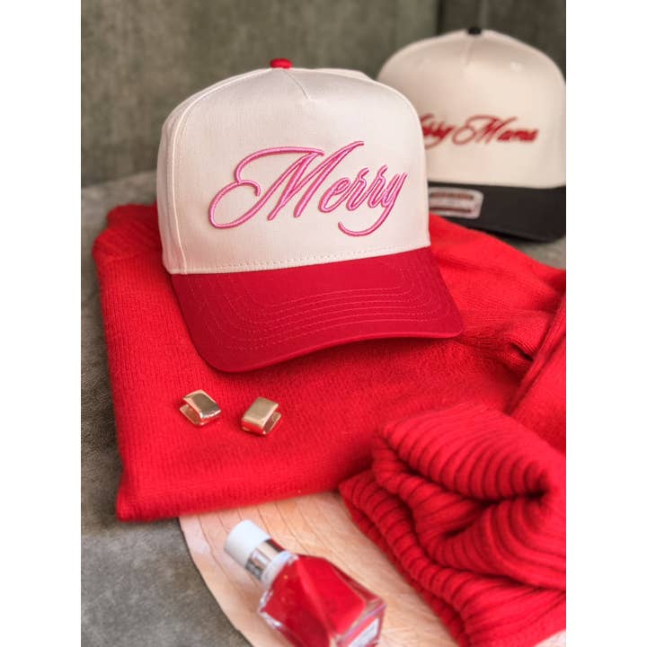 Ginger And Thread - Wholesale Trucker Hat - Women's - North Pole Spirits Holiday Hat Embroidered Christmas Trucker