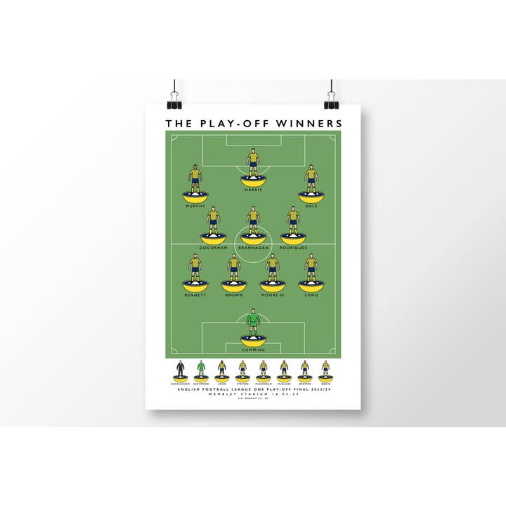 Oxford United The Play-Off Winners 23/24 Poster for wholesale by Matthew J I Wood Design & Illustration