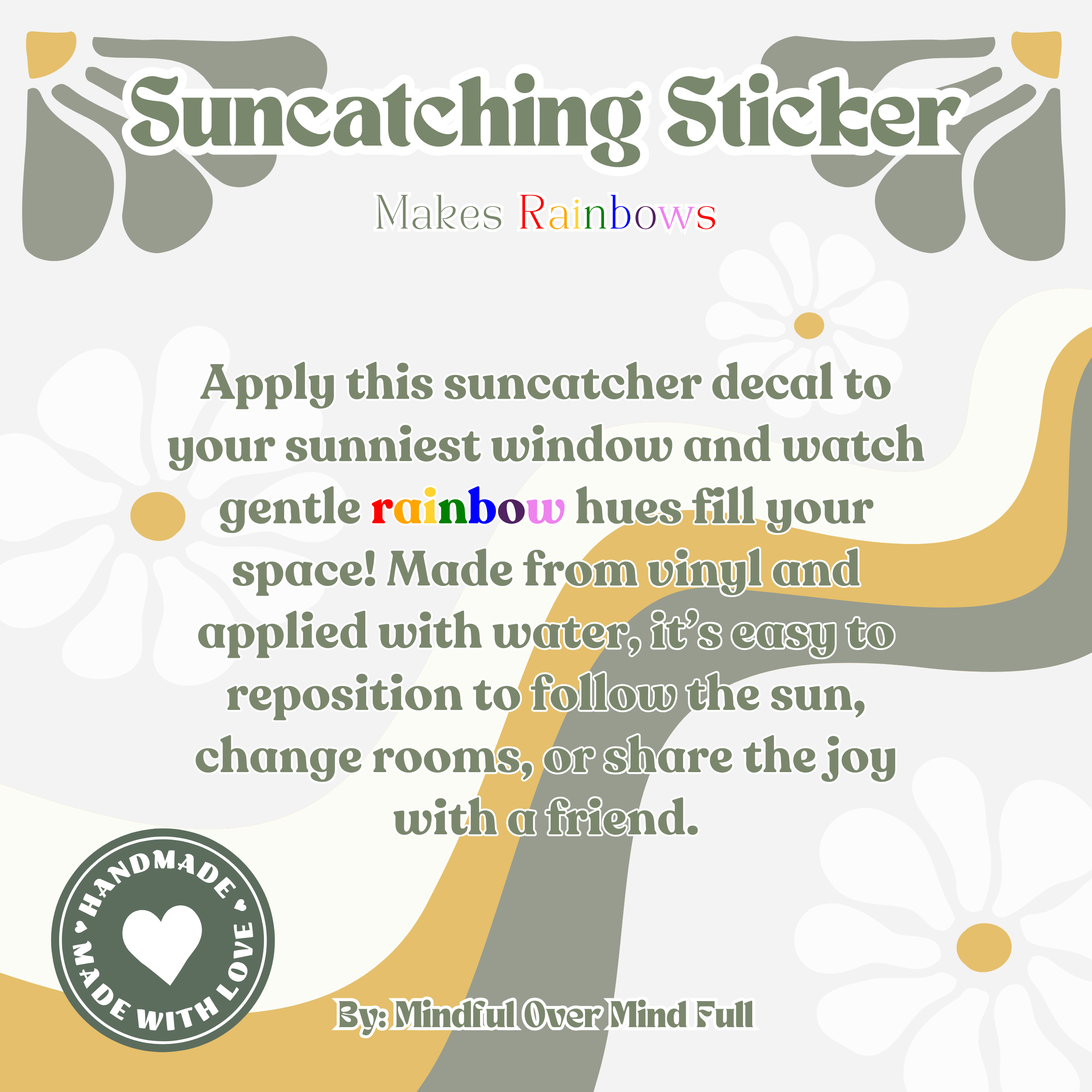 Mindful over Mind Full - Wholesale Suncatcher - Celestial Mushroom Suncatcher | Rainbow Maker | Window Cling5