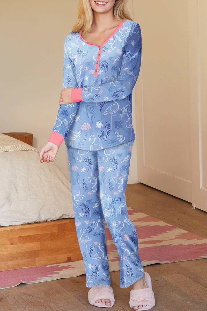 NINEXIS - Wholesale Sleepwear Set - Women's - CWSPJ033_COZY LONG SLEEVE HENLEY NECK PAJAMA SET18