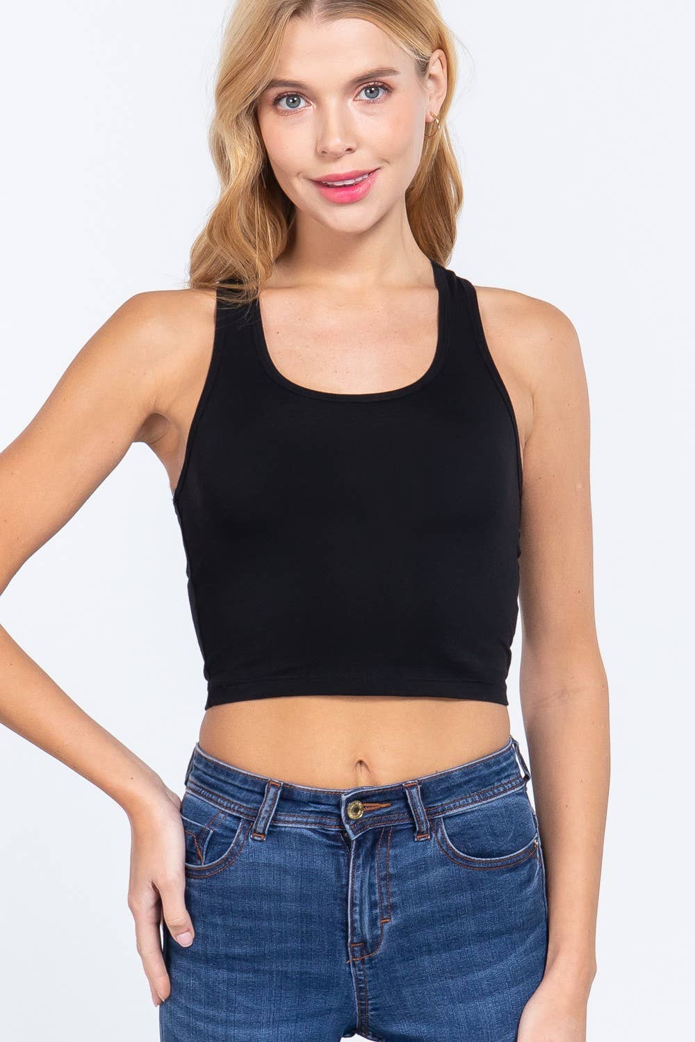 Active Basic | Active USA - Wholesale Tank Top - Women's - Racerback Cotton Spandex Jersey Crop Tank Top0