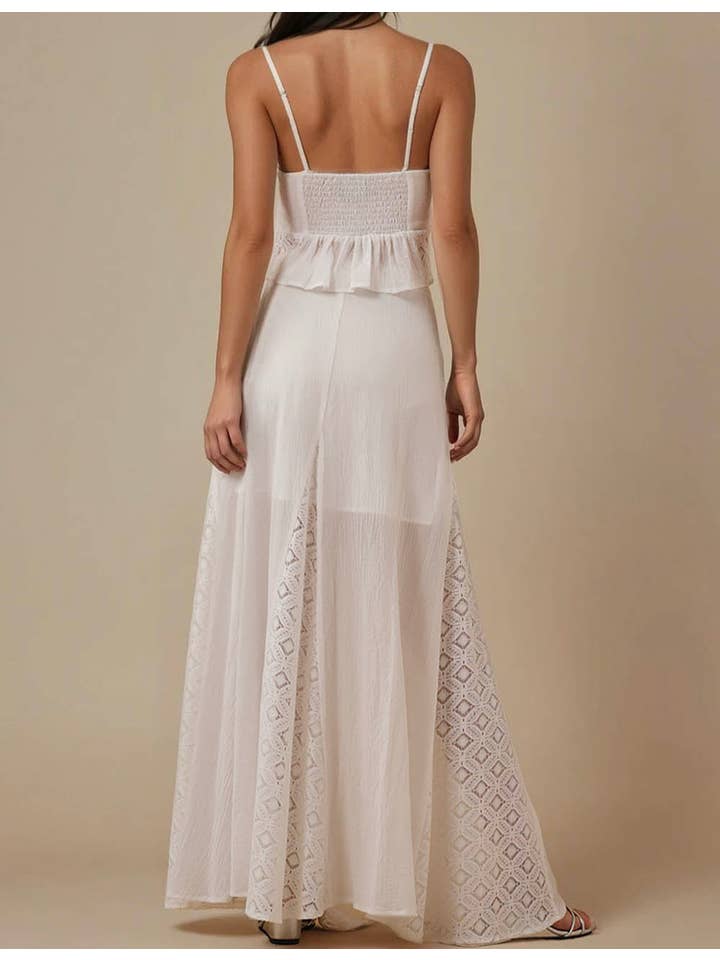 Ladies White Back Smocking Cami Top & Skirt Set SKST5KC1901 for wholesale on Faire13