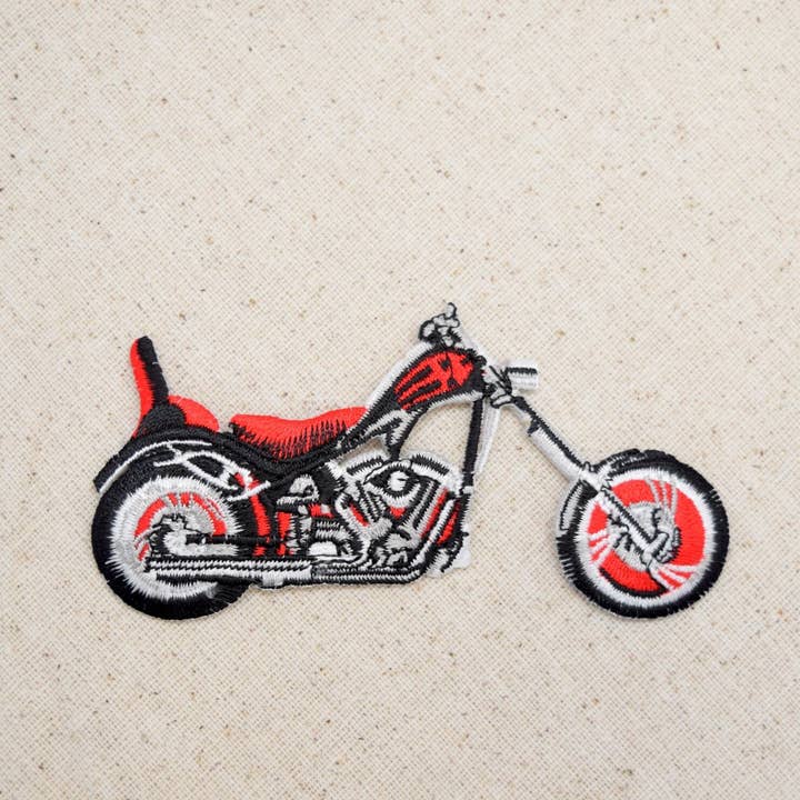 Wholesale Applique - Wholesale Patch - Black and Red - Motorcycle - Iron on Applique - Embroidered Patch - 650488-B