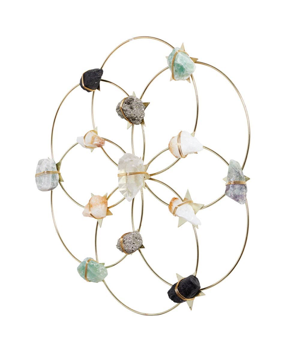 Ariana Ost - Vente Grilles de cristaux - Grande décoration murale Fleur de Vie avec grille de cristaux1