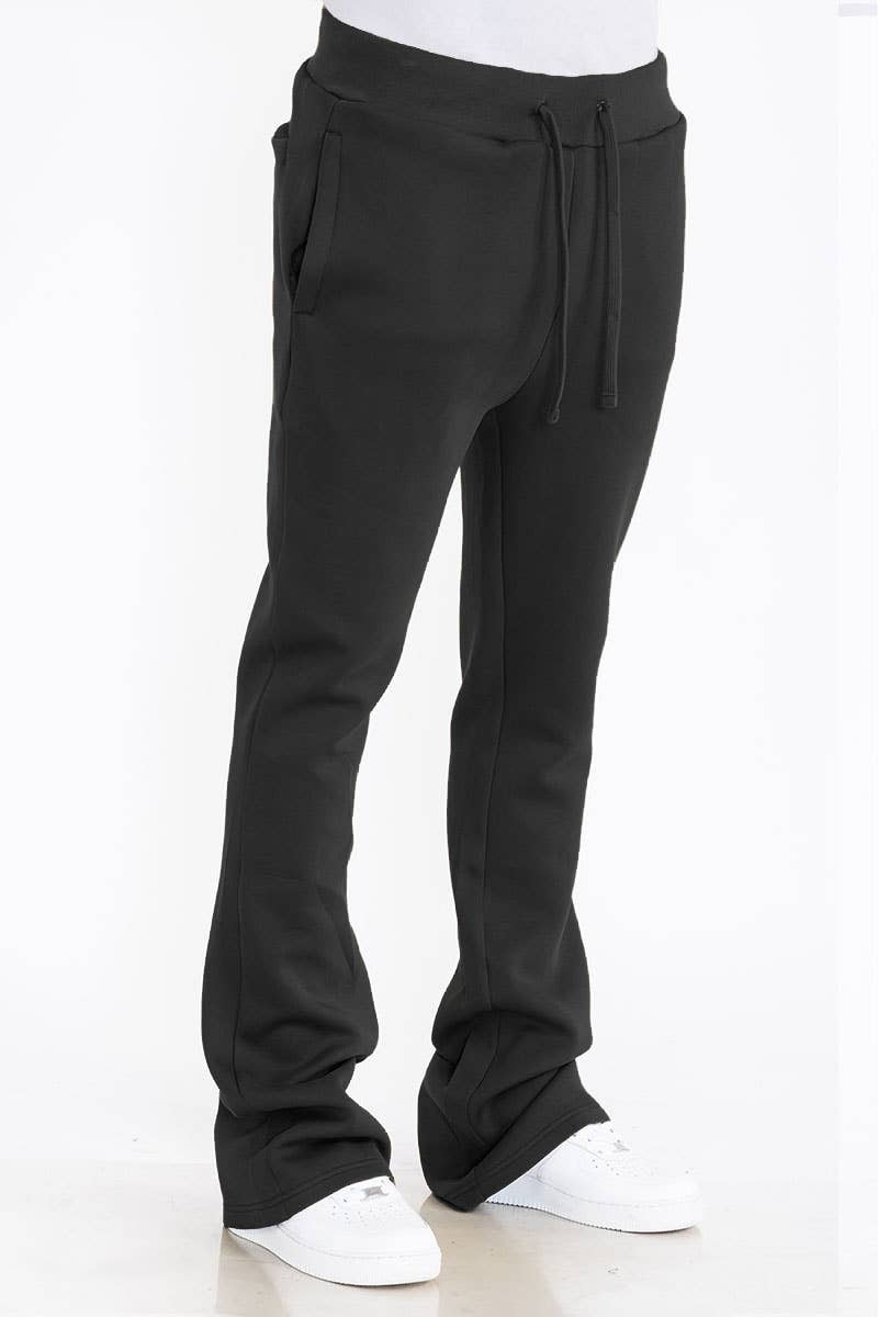 WEIV - Wholesale Athletic Sweatpants/Joggers - Men's - Mens Solid Fleece Flare Stacked PANTS