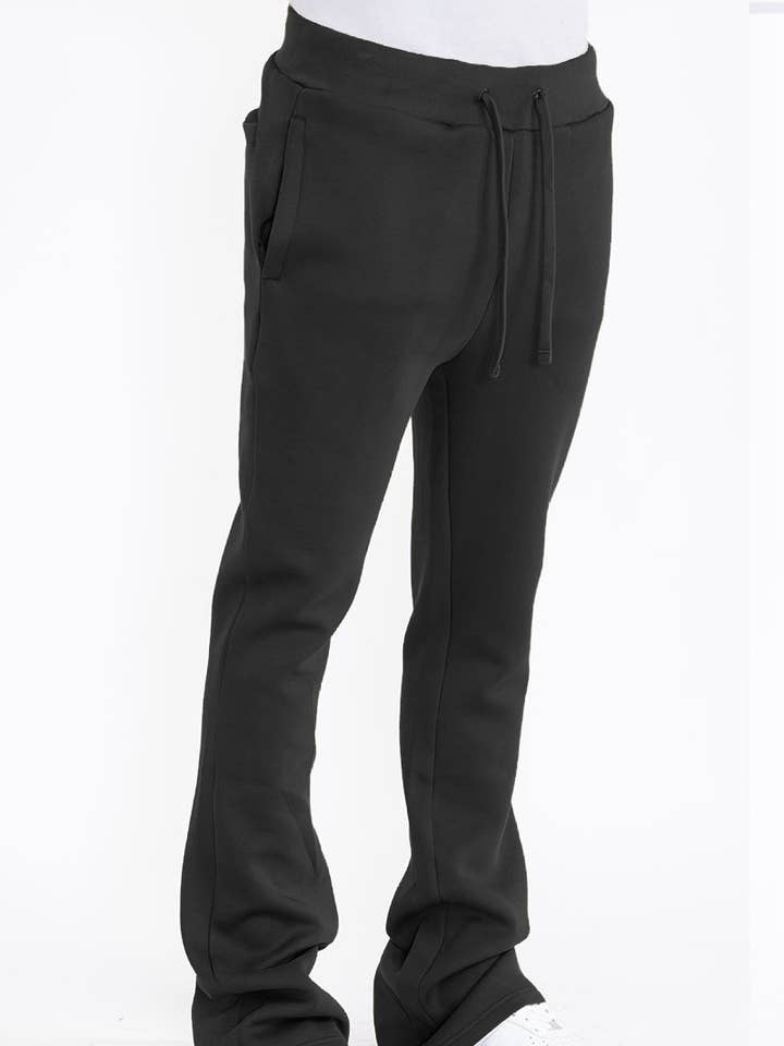 WEIV - Wholesale Athletic Sweatpants/Joggers - Men's - Mens Solid Fleece Flare Stacked PANTS