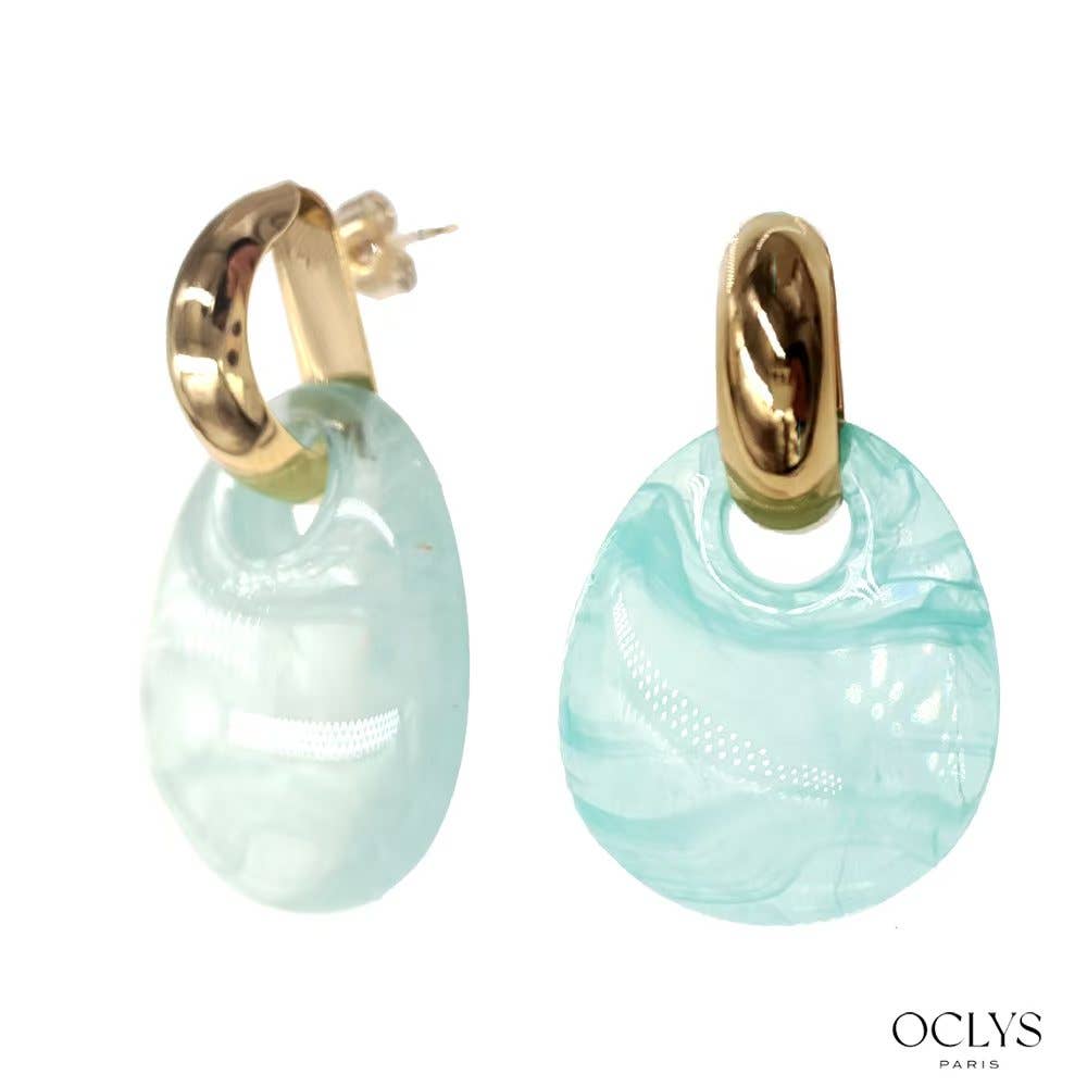 Oclys – wholesale Dangle earrings – Alize resin stainless steel oval earrings2