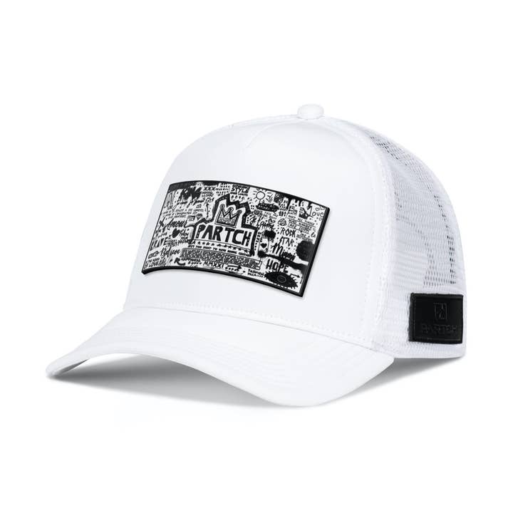 PARTCH Trucker hatt vit löstagbar Pop Kärlek vit/svart PARTCH Clip för wholesale av PARTCH