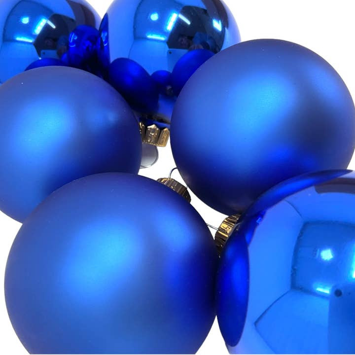 Lot de 6 décorations en forme de boule en verre poli mat, bleu brillant, 2,4 po pour la vente par Pinnacle Peak Trading