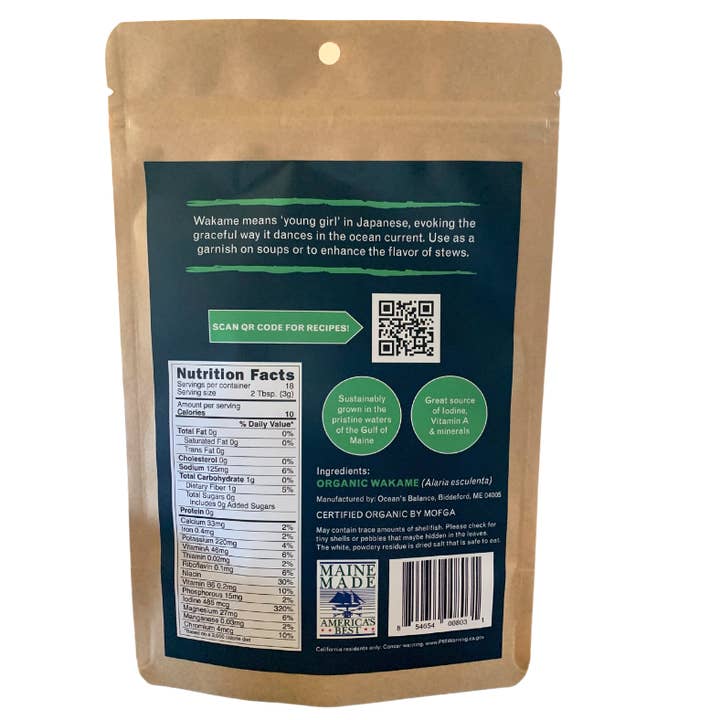 Ocean's Balance - Wholesale Dried/dehydrated vegetables - Organic Whole Leaf Wakame1