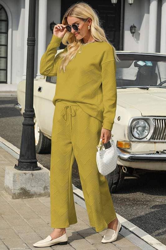 Fashion Combination - Wholesale Lounge Set - Women's - loose textured 2pcs slouchy outfit6