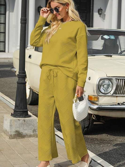 Fashion Combination - Wholesale Lounge Set - Women's - loose textured 2pcs slouchy outfit6