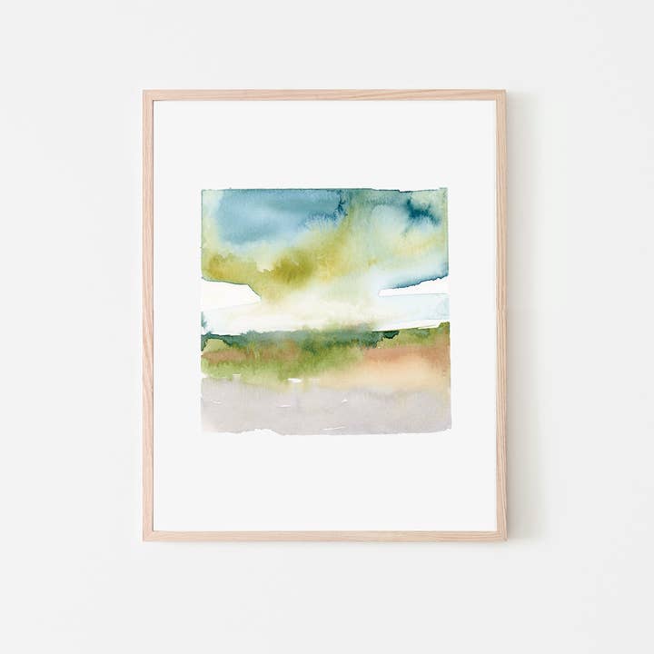 Stampa artistica «Pastel Pastures» Paesaggio ad acquerello per la vendita all'ingrosso da parte di LaCott Fine Art