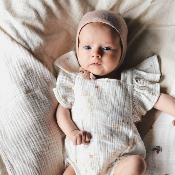 Baby Muslin Flower Printed Romper 100% Cotton for wholesale by Eli & Nev (we cover U.S. import duties)