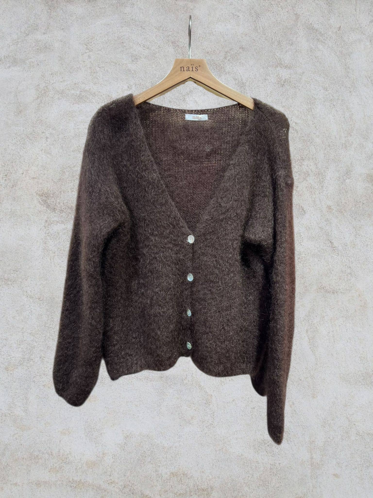 NAÏS PARIS – wholesale Cardigan – Women’s – V-neck cardigan with long sleeves in 80% kid mohair3