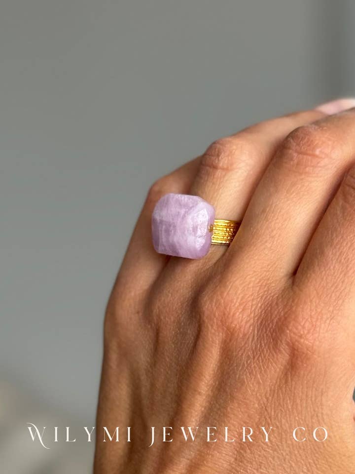 SOFT Lavender Kunzite Ring | 24k GF | Brilliant Matte Gold for wholesale by WILYMI Jewelry Co