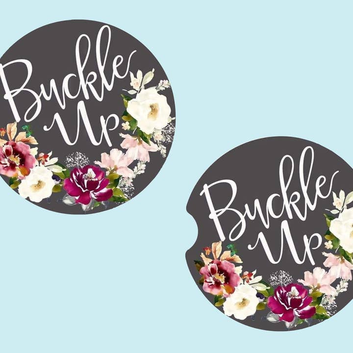 Set de posavasos para coche «Abróchate el cinturón» para venta al por mayor de Beautiful Creations by Laney