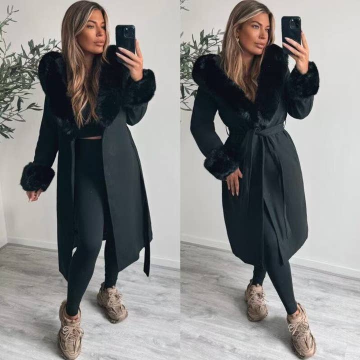 Cappotto Lungo Con Pelliccia Sintetica FC7576 per la vendita all'ingrosso da parte di Copperose