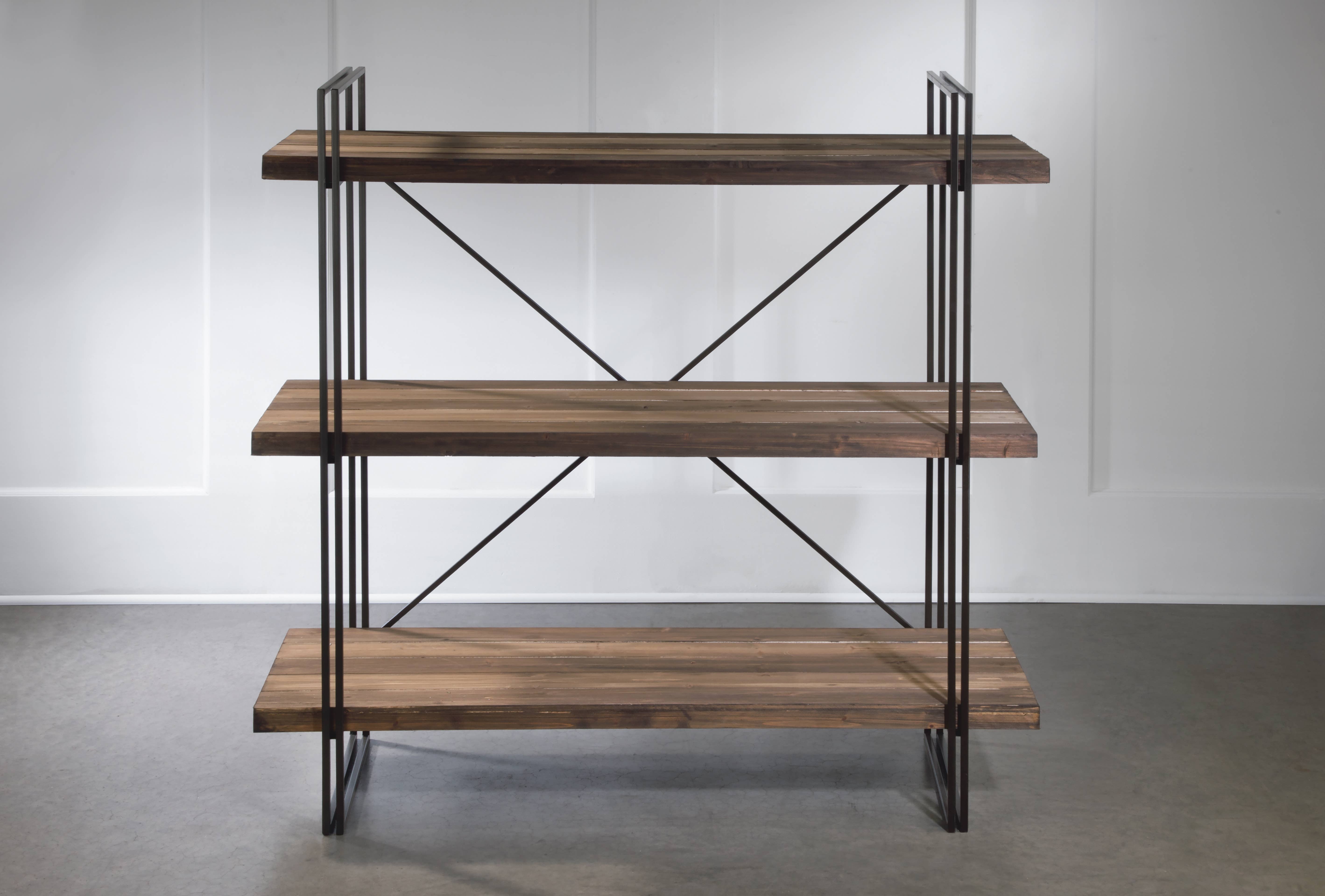 Tripar International - Wholesale Free Standing Shelf - Metal Display Unit with 3 Wood Shelves1