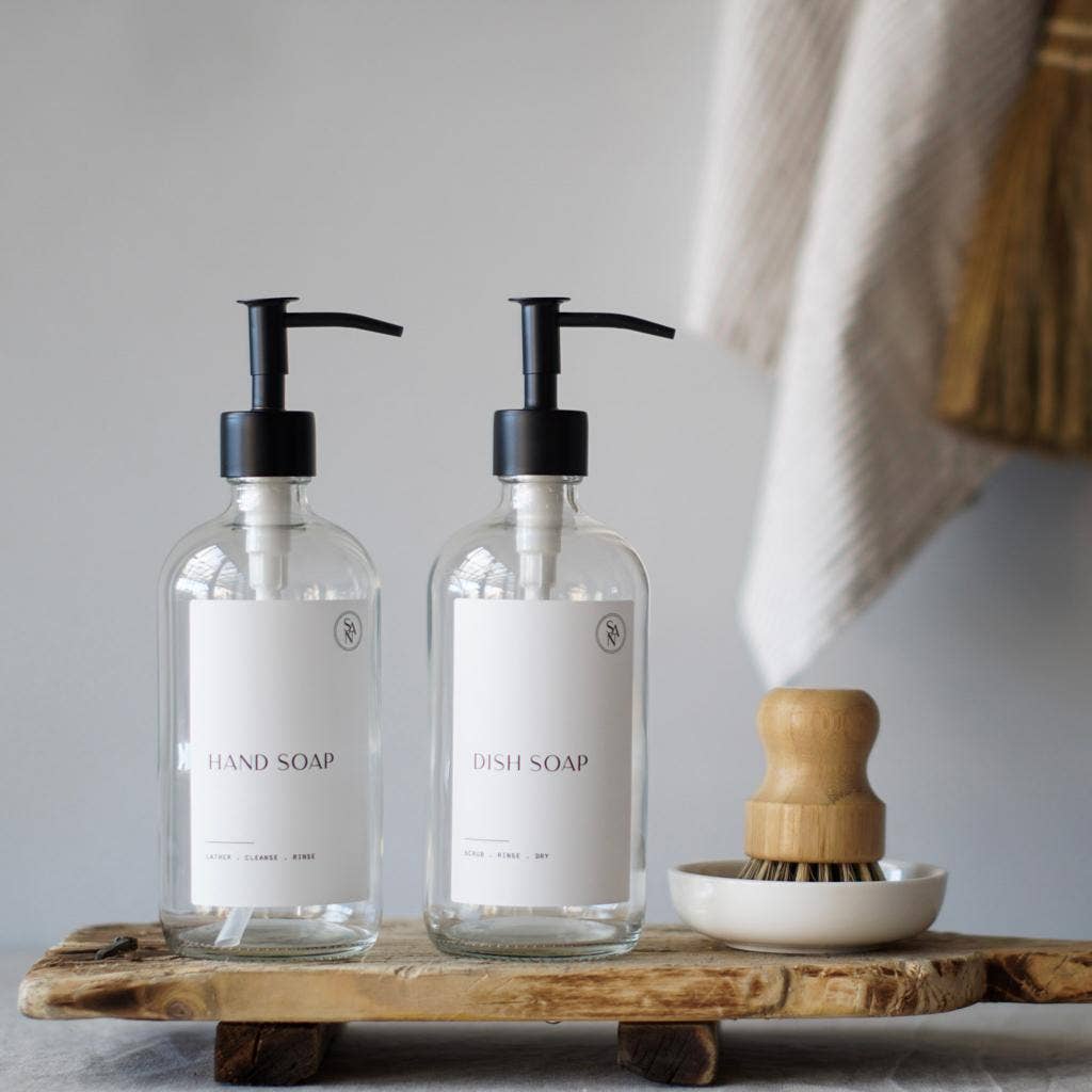 So At Nature - Wholesale Soap Dispenser - Luxury Glass Bottle Set with Wall Mount, Pot Brush and Ceramic Dish - Yuro0