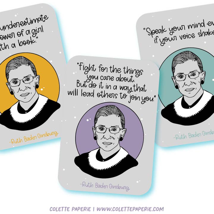 Autocollants étanches RBG Ruth Bader Ginsburg pour la vente par Colette Paperie