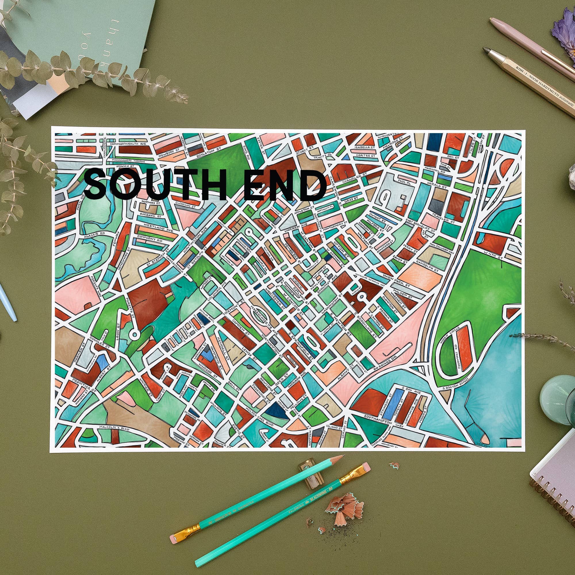 Terratorie Maps + Goods - Wholesale Art Print - South End (Boston) Map Art Print0