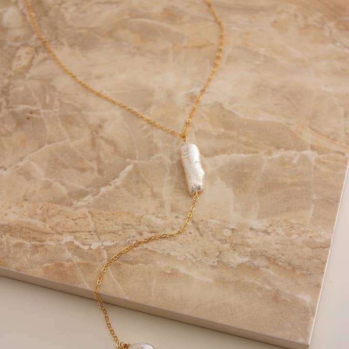 Christine Elizabeth Jewelry - Wholesale Pendant/Charm Necklace - Freshwater Biwa Pearl Back Drop Necklace0