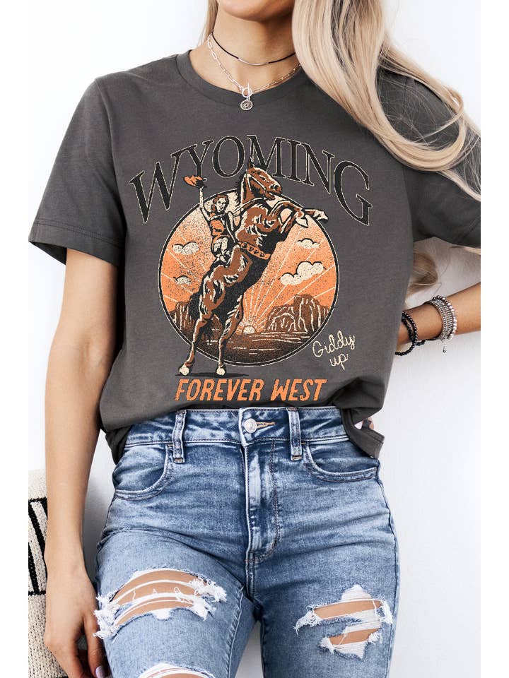 BouTeeQue Closet - Wholesale Screen Printed T-Shirt - Women's - BT2091 T WYOMING FOREVER WEST Short Sleeve T Shirt3