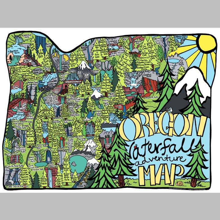 Oregon Waterfall Adventure Map for wholesale by Land Of The Lost Girl