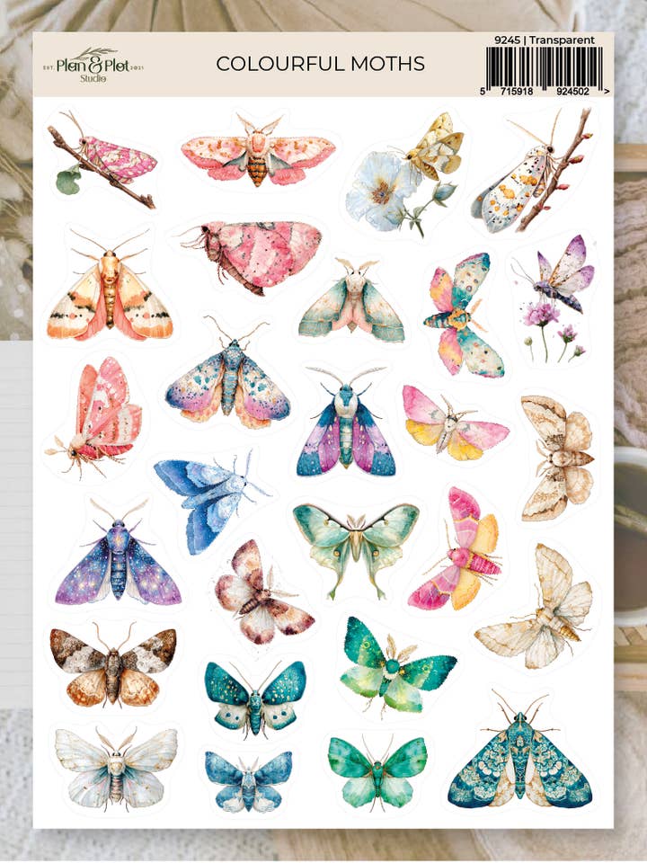 Färgglada nattfjärilar | Klistermärken för wholesale av Plan & Plot Studio