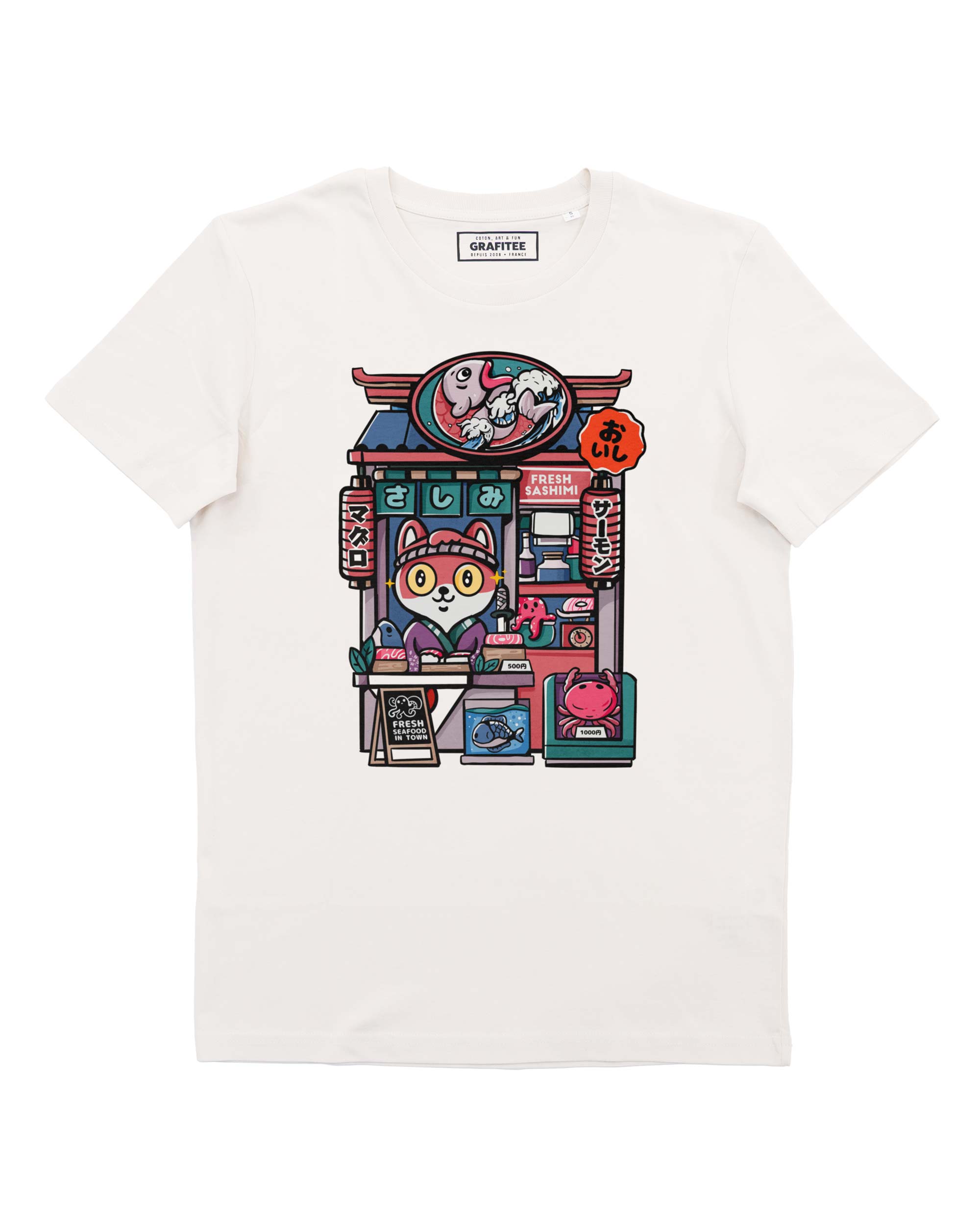 Offwhite Sashimi Foodstall T-shirt - Japan Food T-shirt för wholesale på Faire0