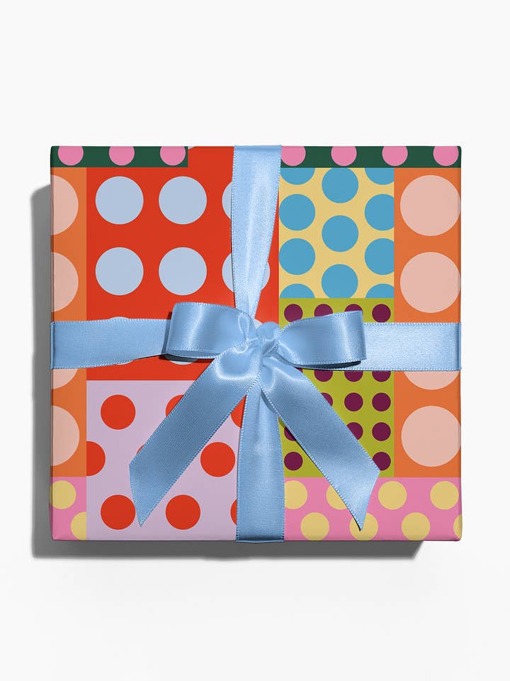 Multicolor Polka Dot Grid Wrapping Paper Set of 3 for wholesale by Bon Femmes