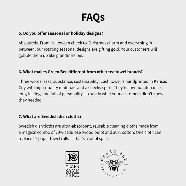 Green Bee Tea Towels - Wholesale Tea Towel - Trash Takes Itself Out Towel | Tea Towels | Swifties Towels6