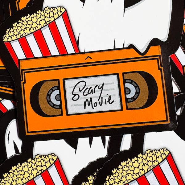 Scary Movie Ghost VHS Sticker for wholesale by October 31st