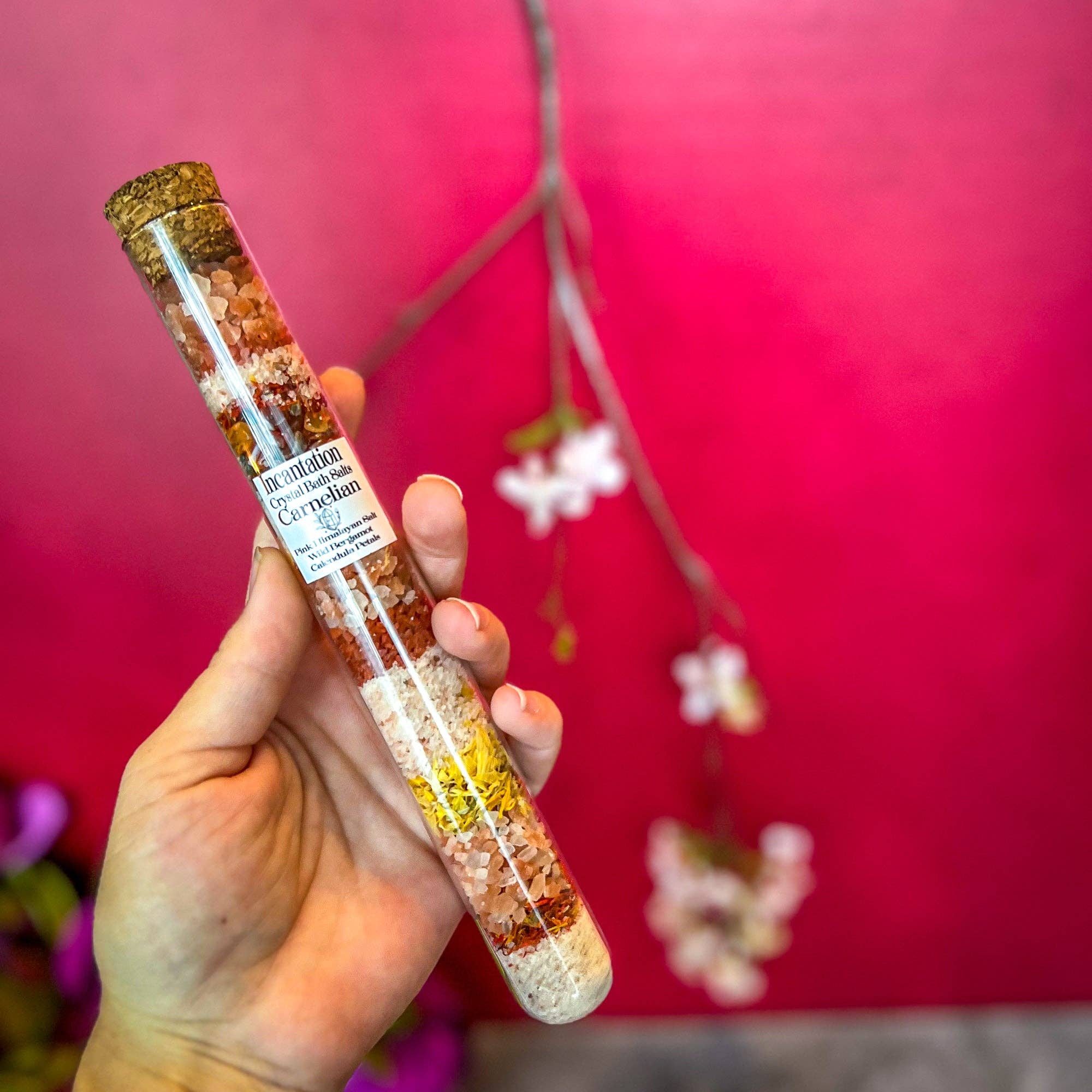 Mandala Gems - Wholesale Bath salts - Incantation Carnelian Bath Salts in Glass Vials2