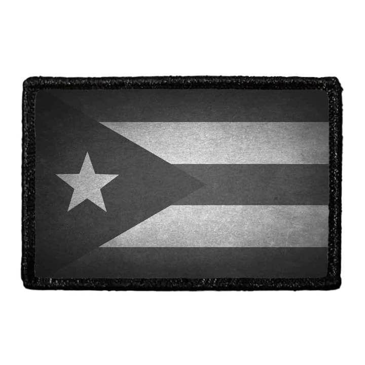 Bandera de Puerto Rico - Blanco y Negro - Desgastada - Parche Removible para venta al por mayor de Pull Patch