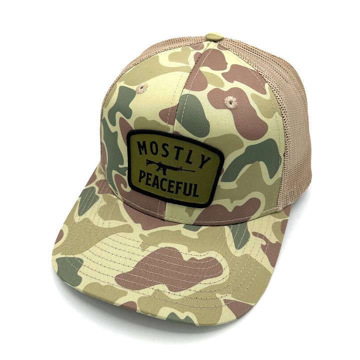 Mostly Peaceful Woven Patch Hat for wholesale by Shield Republic