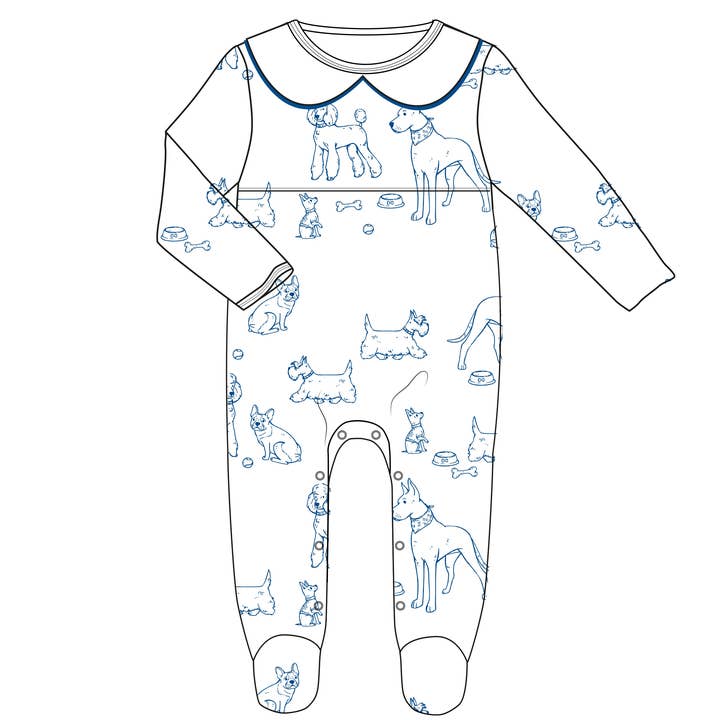 MARCELA - Wholesale Sleepsuit - Baby - Dogs Pima Cotton Footie Pajamas